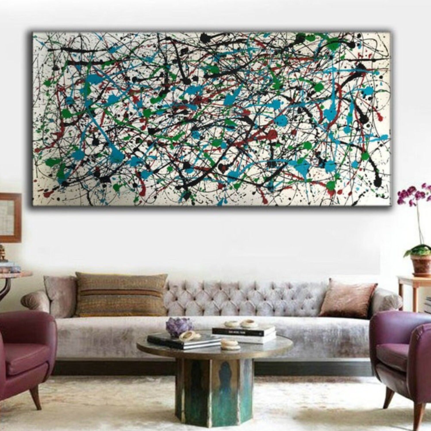 Jackson Pollock Style Drip Abstract Oil Painting