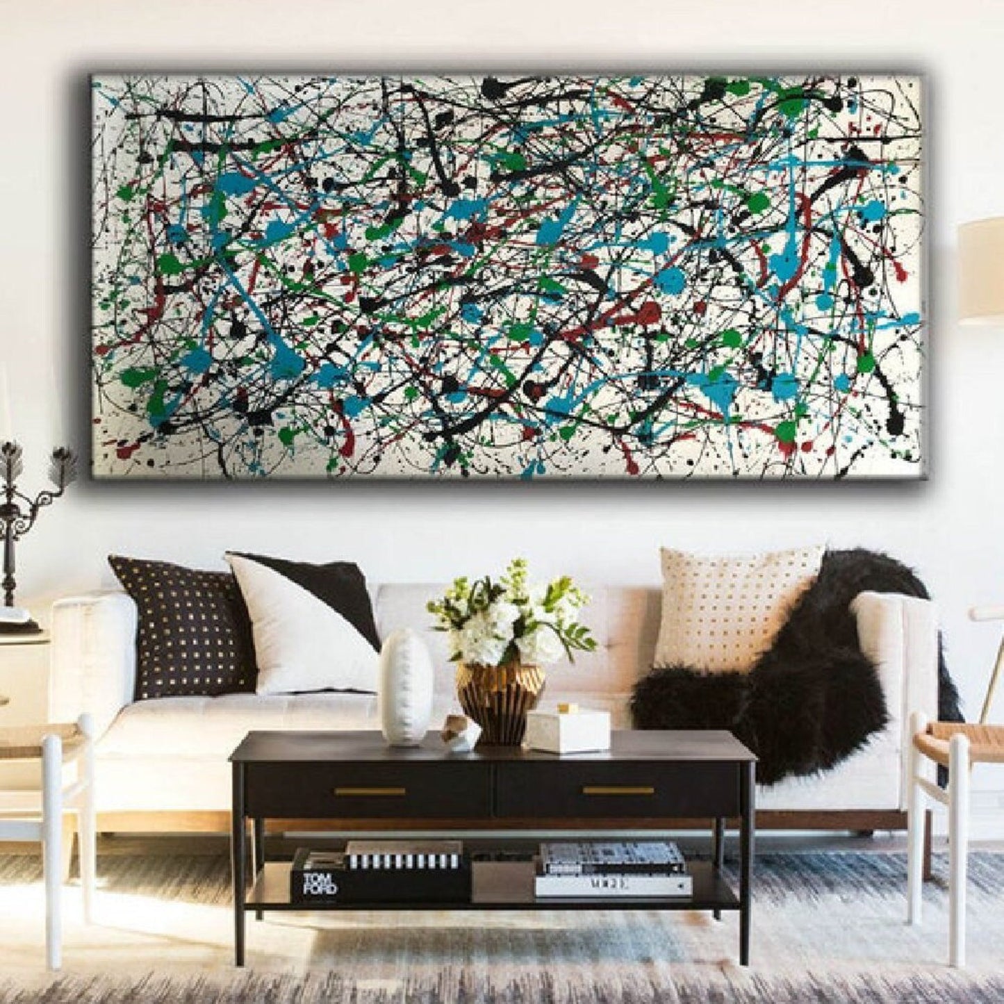 Jackson Pollock Style Drip Abstract Oil Painting