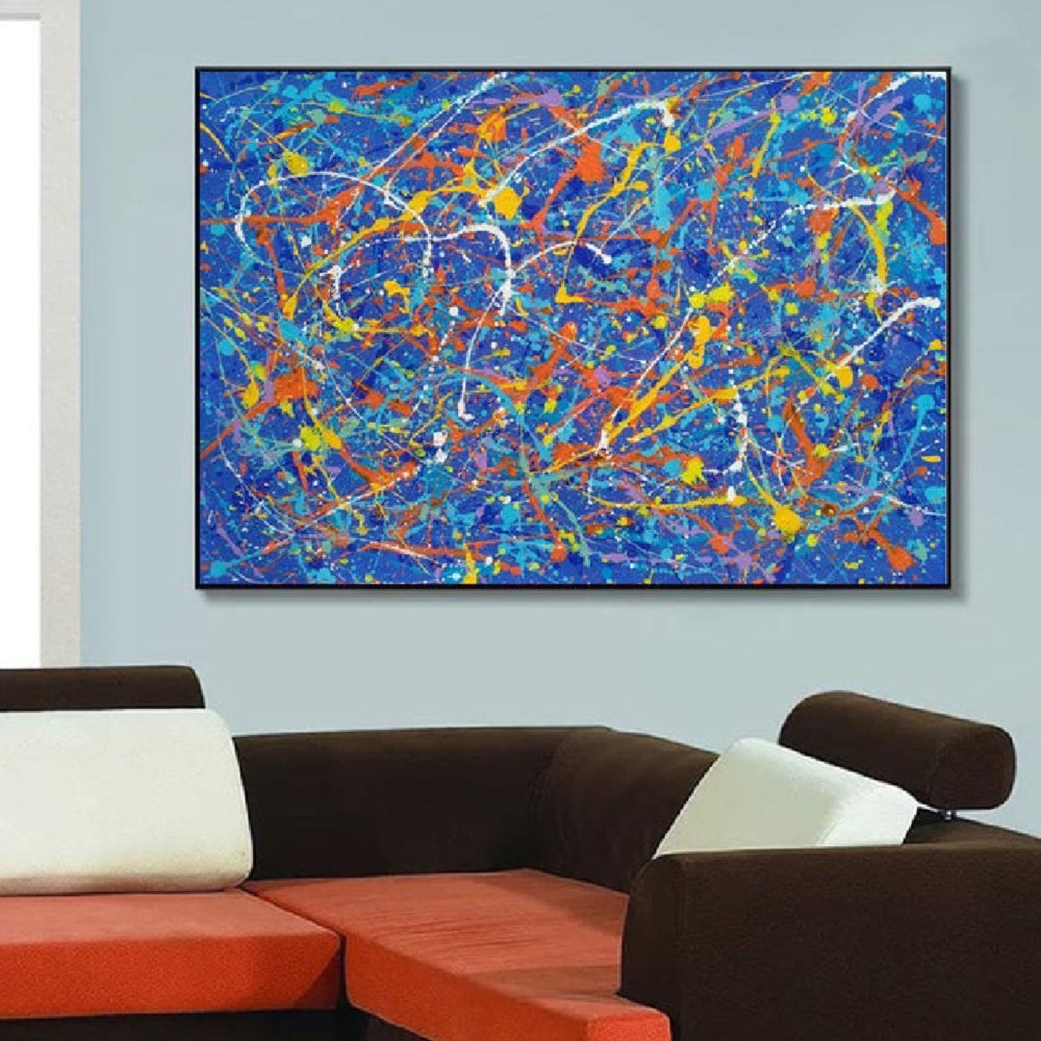 Blue Yellow Red Jackson Pollock Hand Painted Art