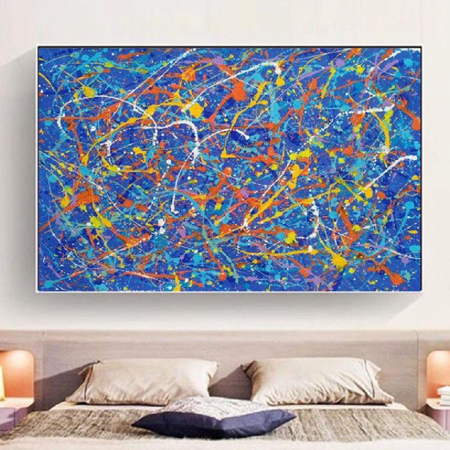 Blue Yellow Red Jackson Pollock Hand Painted Art