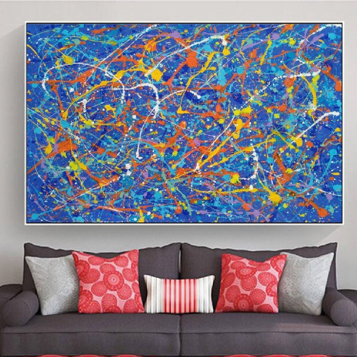 Blue Yellow Red Jackson Pollock Hand Painted Art