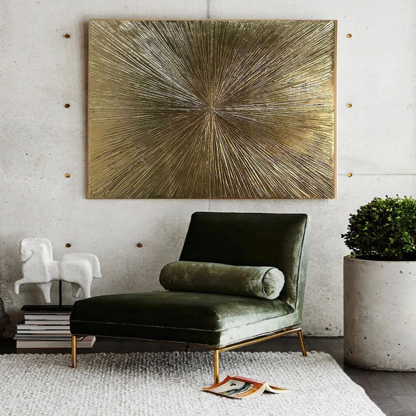 Original Gold Emerging Lines 3D Textured Painting