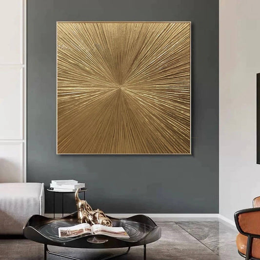 Original Gold Emerging Lines 3D Textured Painting