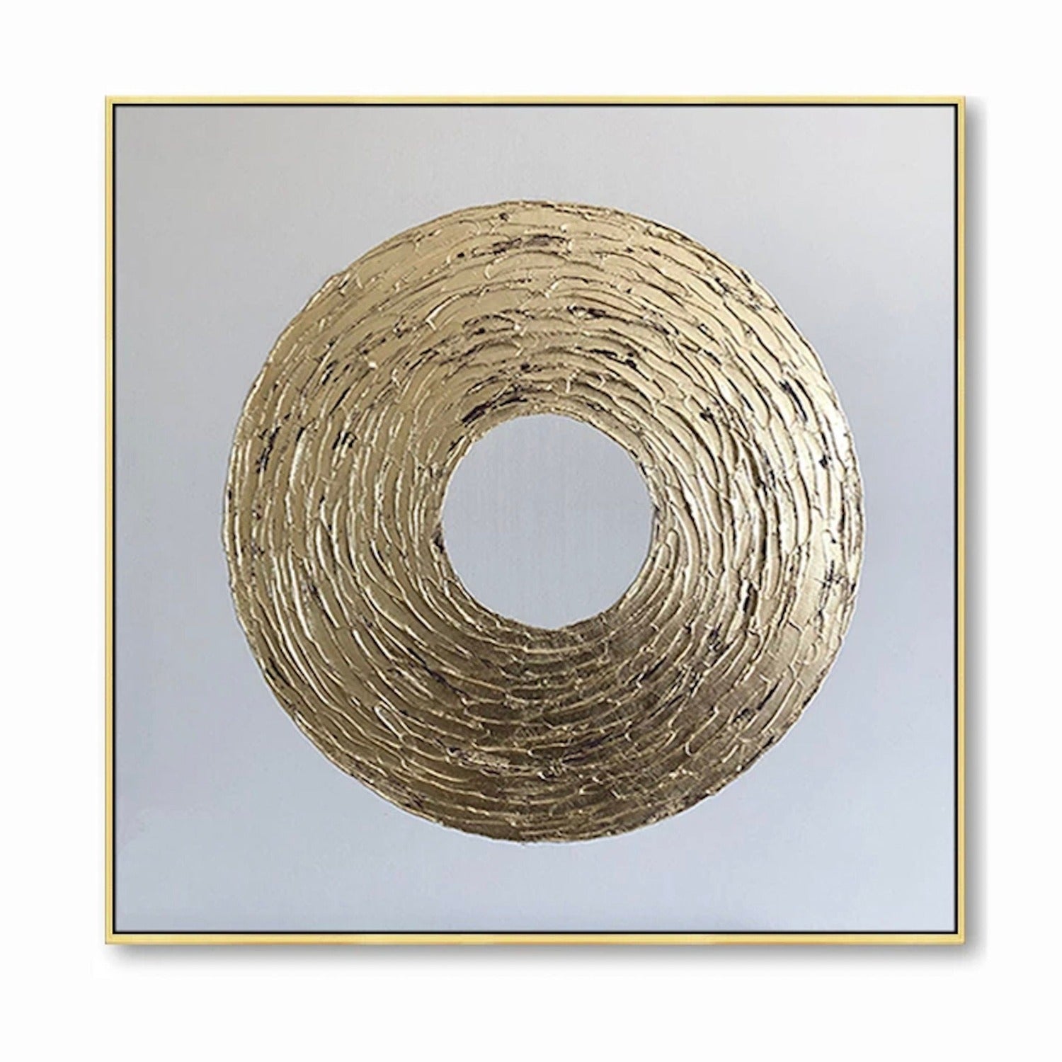 3D Textured Gold Foil Geometric Circle Painting