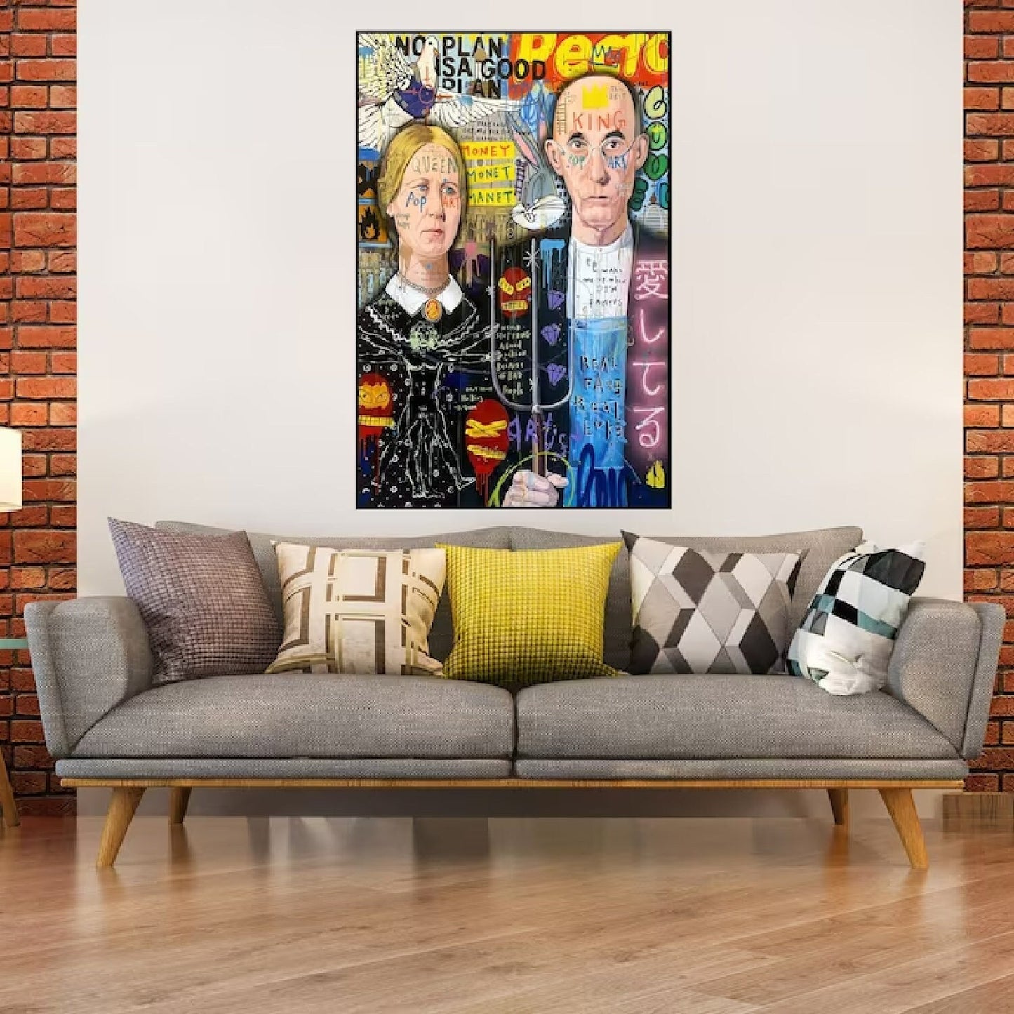 American Gothic 100% Hand Painted Graffiti Pop Art