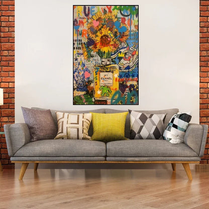 Channel Flowers 100% Hand Painted Abstract Pop Art