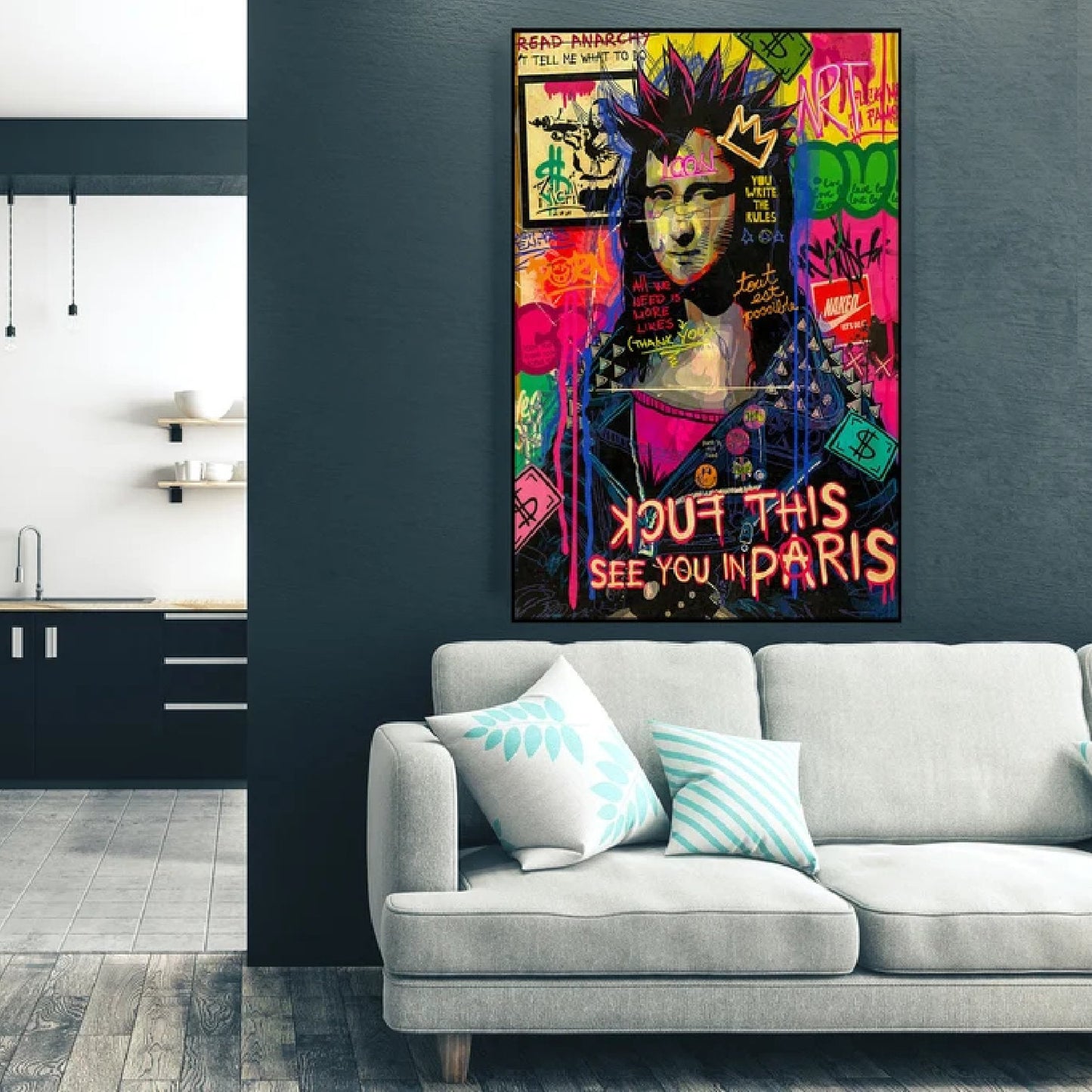 Mona Lisa 100% Hand Painted Punk Street Artwork