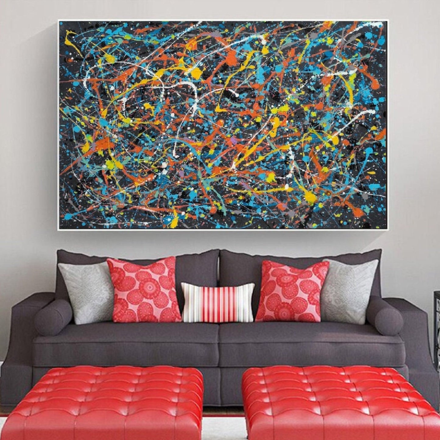 Abstract 100% Hand Painted Jackson Pollock Artwork