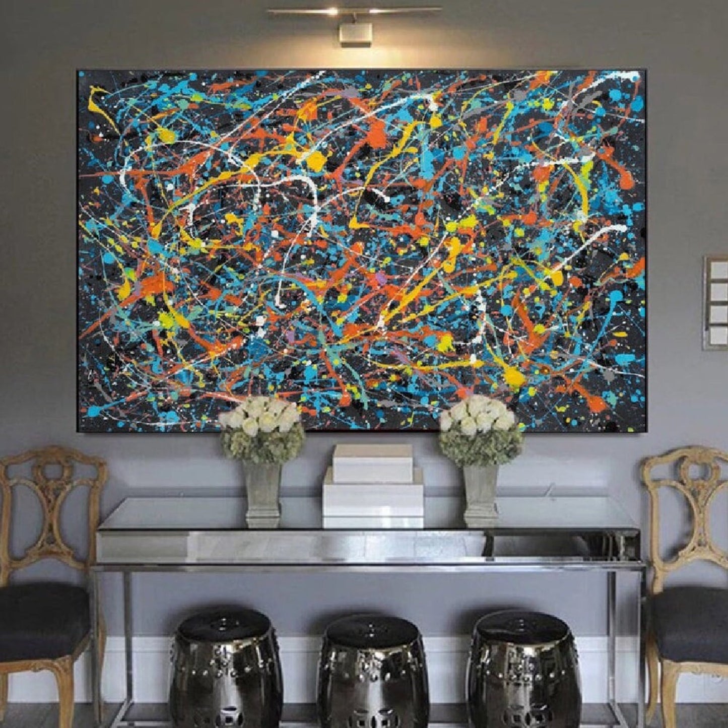 Abstract 100% Hand Painted Jackson Pollock Artwork