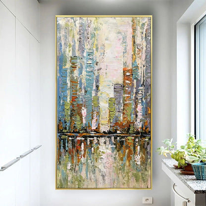 Modern Adornment City Building Hand Painted Art