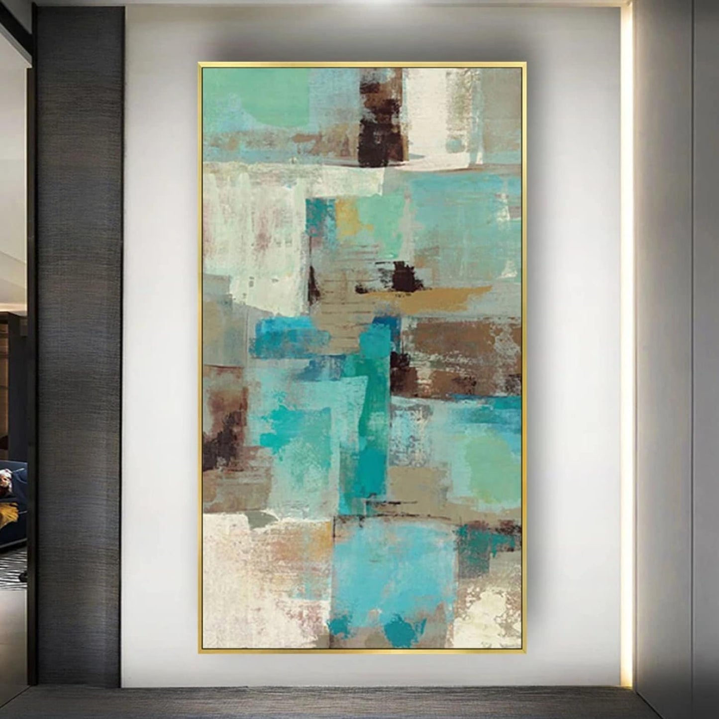 Rich Turquoise Colour Abstract Minimalist Painting