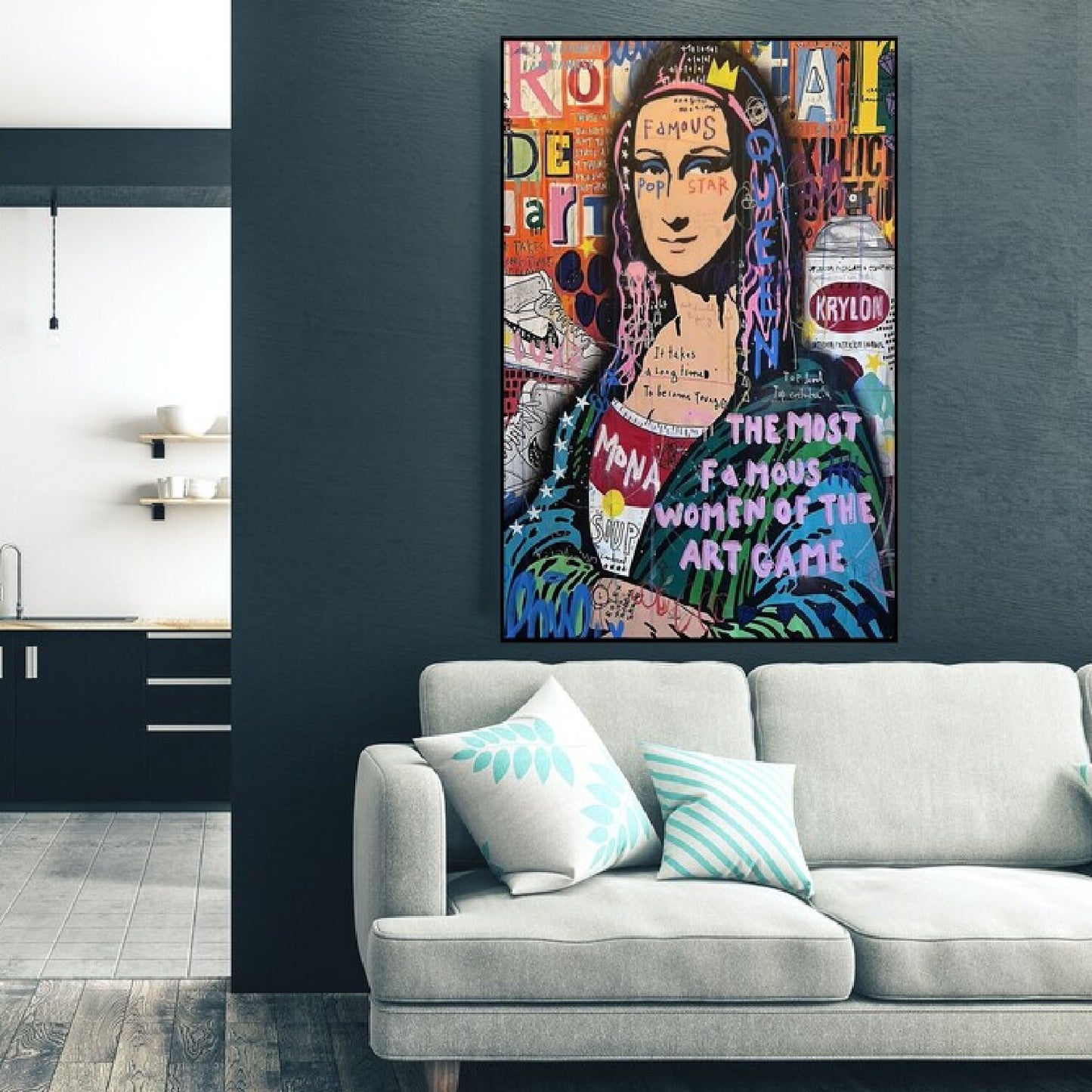 Famous Mona Lisa 100% Hand Painted Graffiti Art