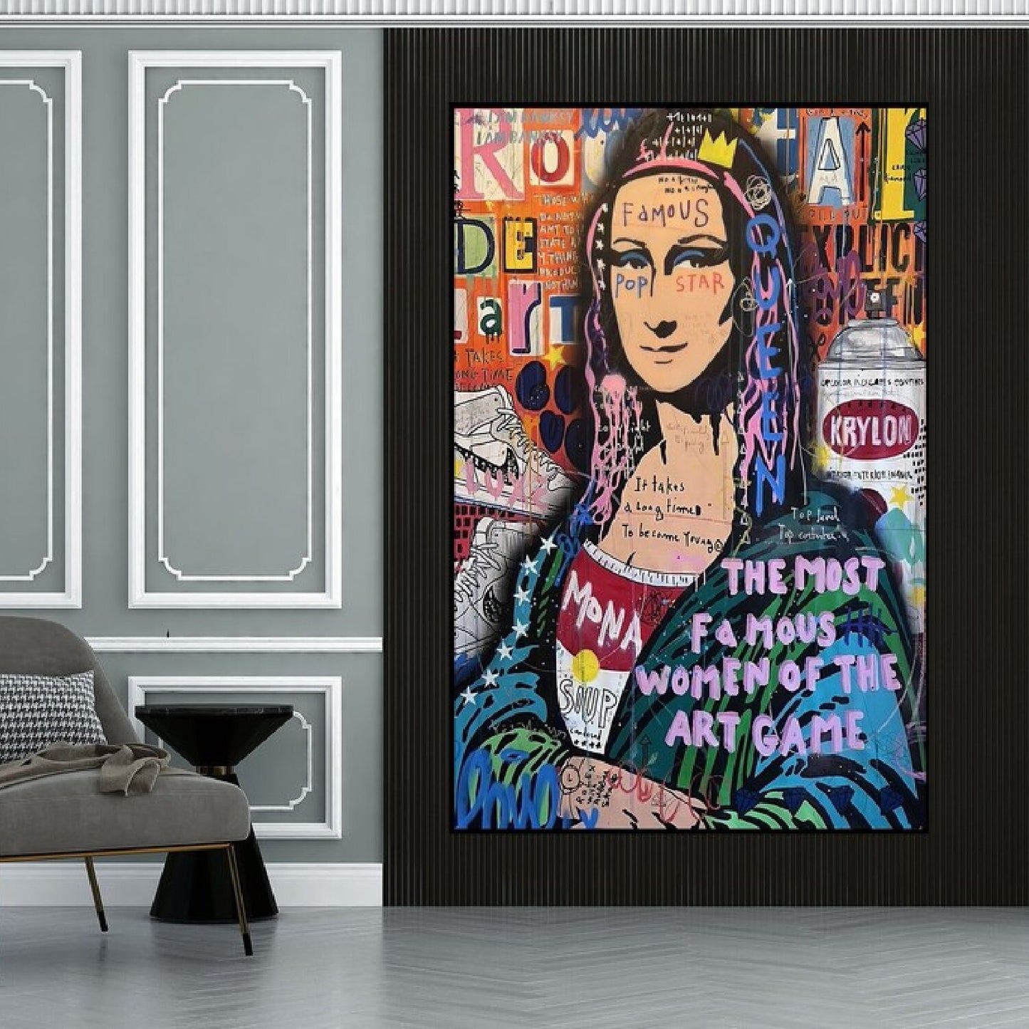 Famous Mona Lisa 100% Hand Painted Graffiti Art