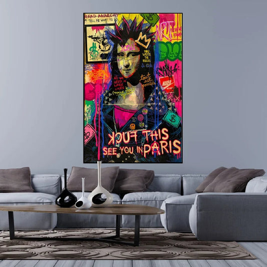 Mona Lisa 100% Hand Painted Punk Street Artwork