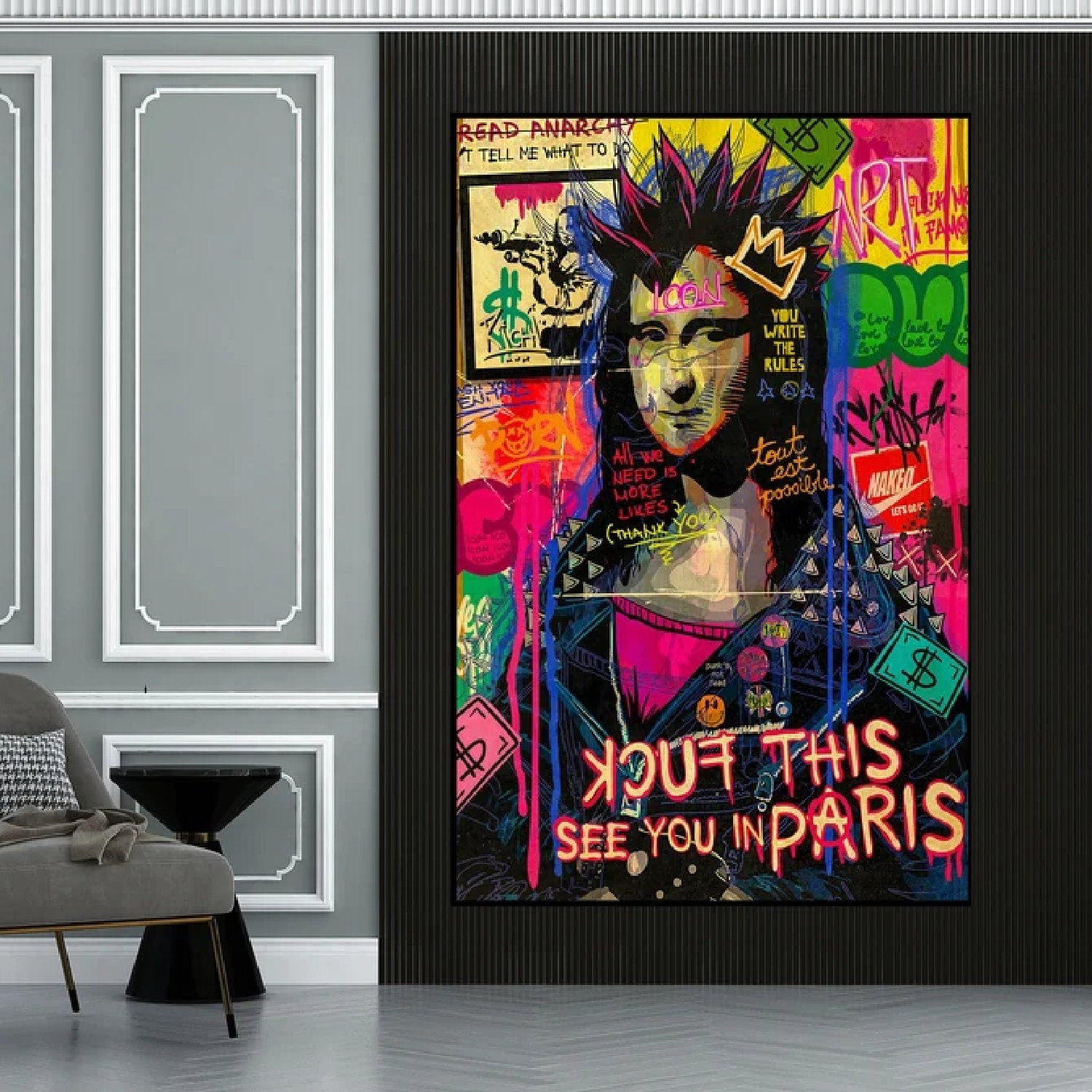 Mona Lisa 100% Hand Painted Punk Street Artwork