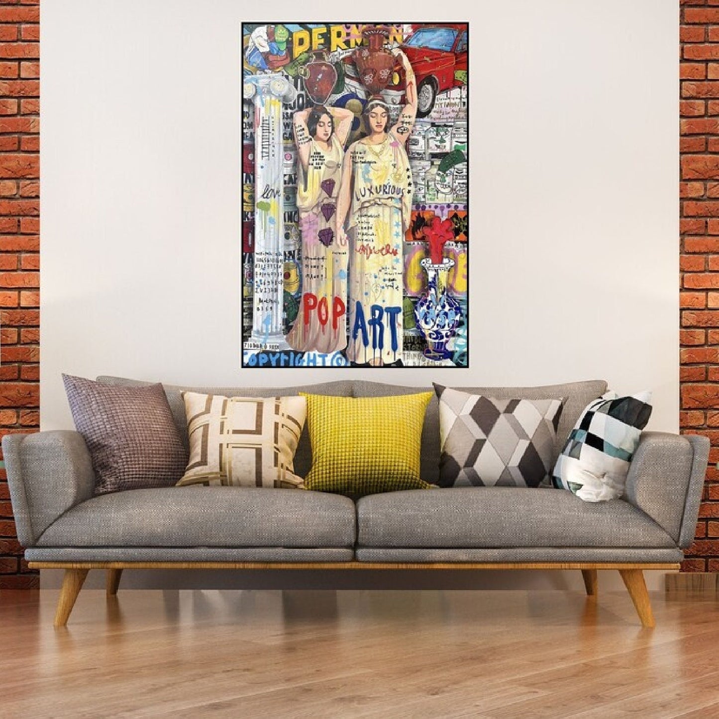 Women Carrying Vase Graffiti Pop Art Painting