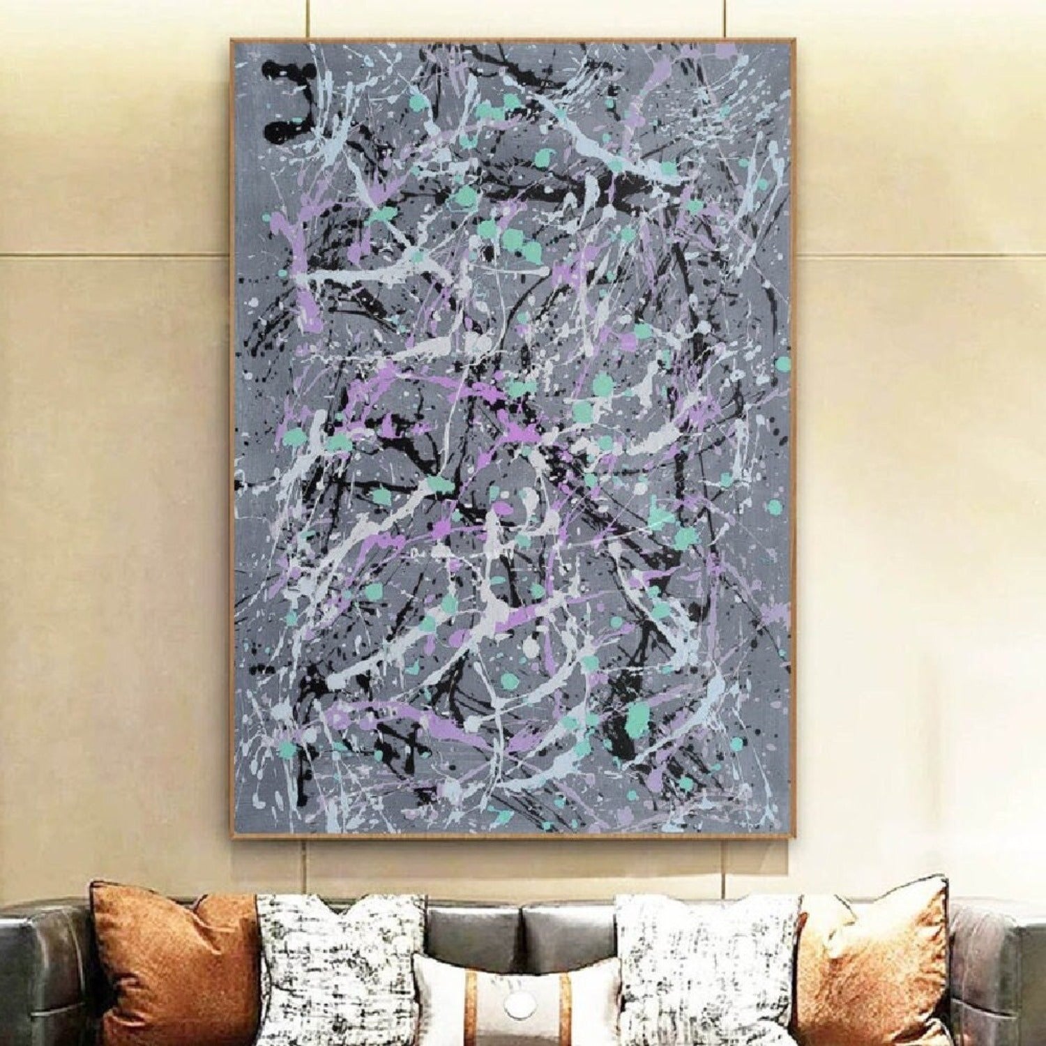 Grey Drip Style 100% Hand Painted Pollock Artwork