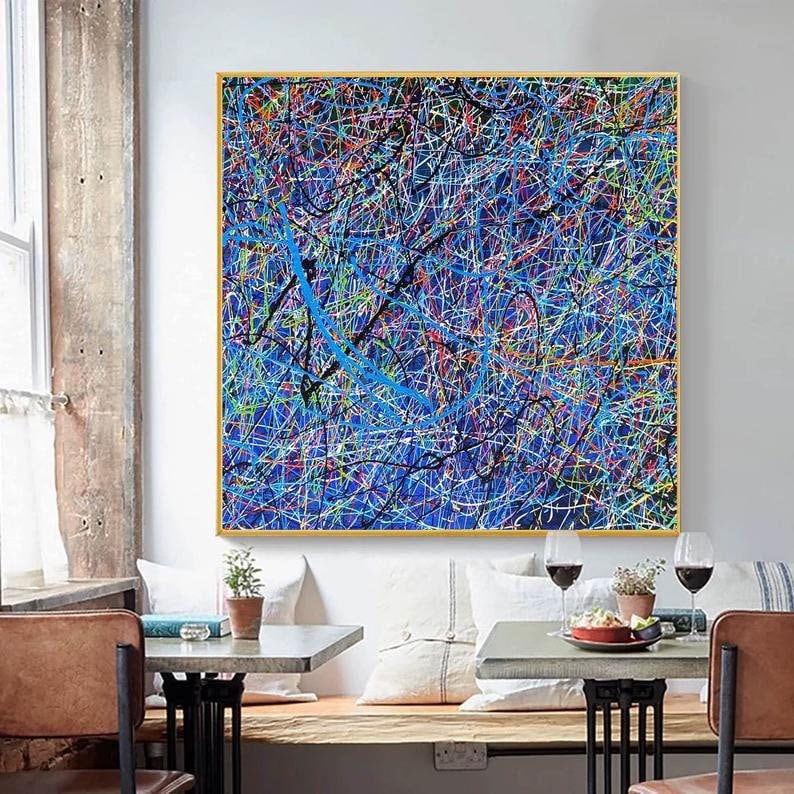 Jackson Pollock Splatter 100% Hand Painted Art | Drip Style Art | Colourful Acrylic Oil Art | Original Abstract Painting | Contemporary Art