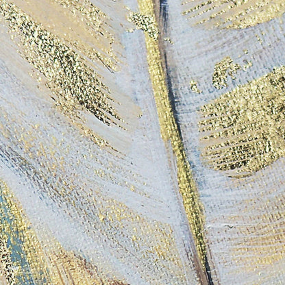 Abstract Gold Textured Feathers Canvas Painting