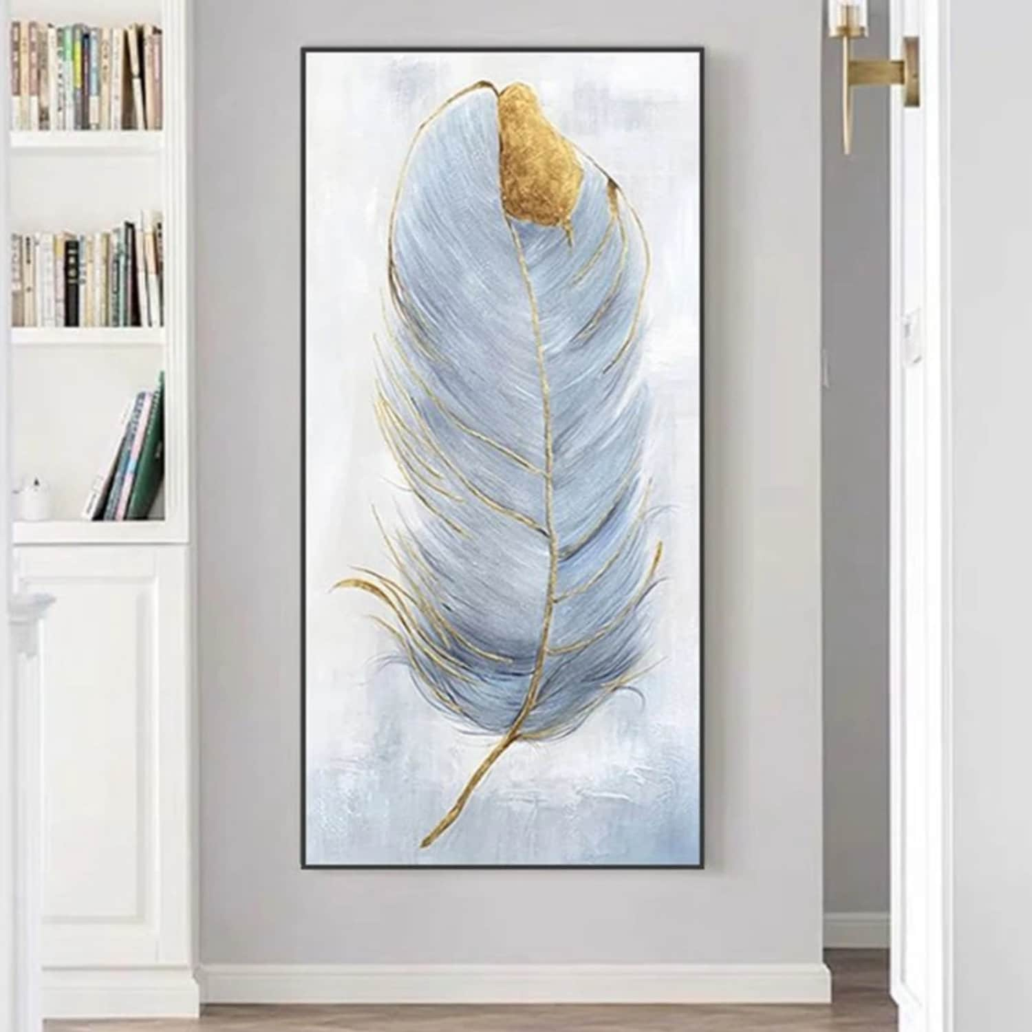 Modern Grey Feather 100% Hand Painted Fine Artwork