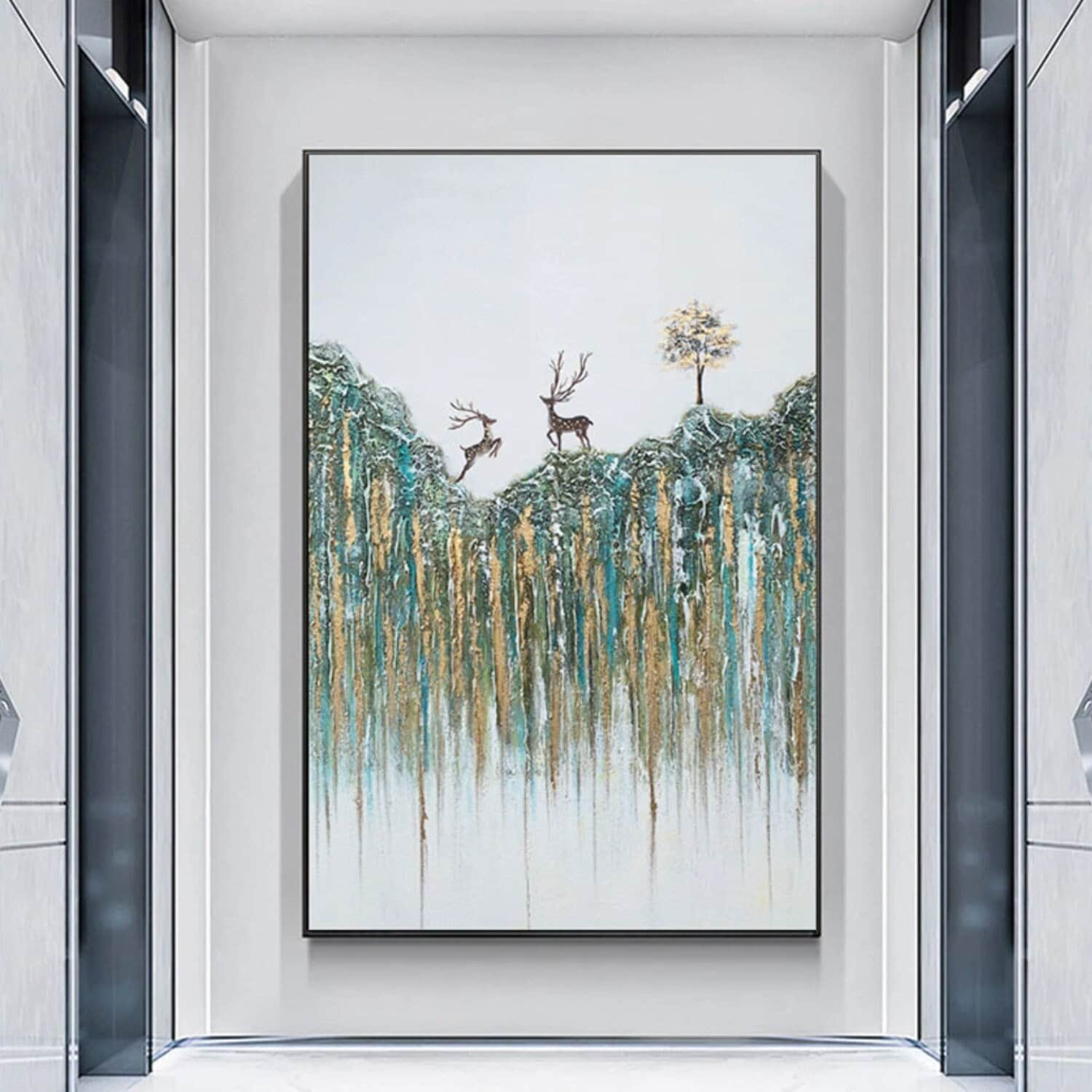 Chinese Deer 100% Hand Painted Modern Wall Art