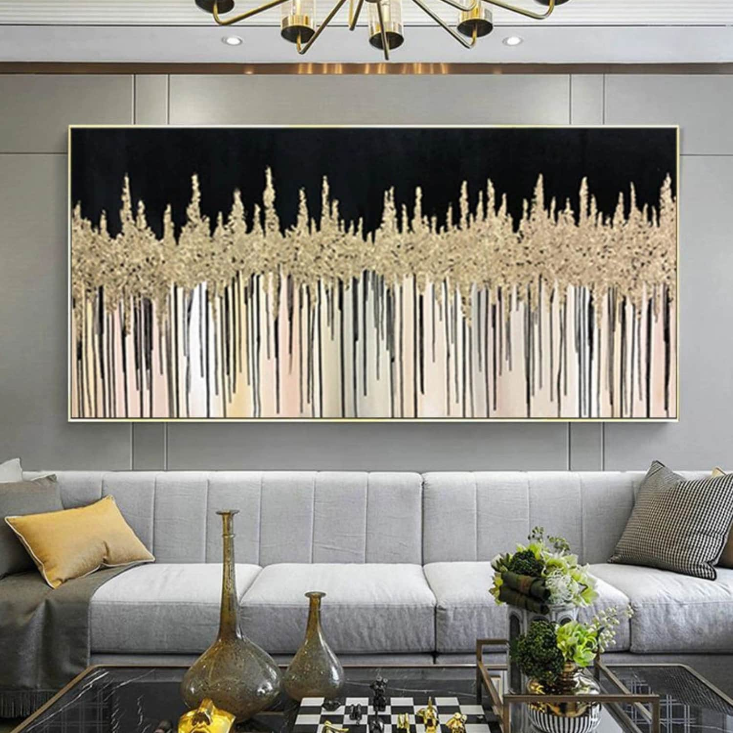 Textured Gold Foil Forest 100% Hand Painted Art