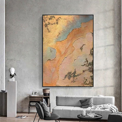3D Textured Gold Orange 100% Hand Painted Wall Art