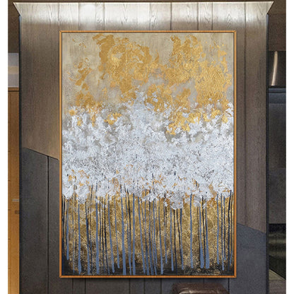Silver Gold Foil Forest 100% Hand Painted Wall Art