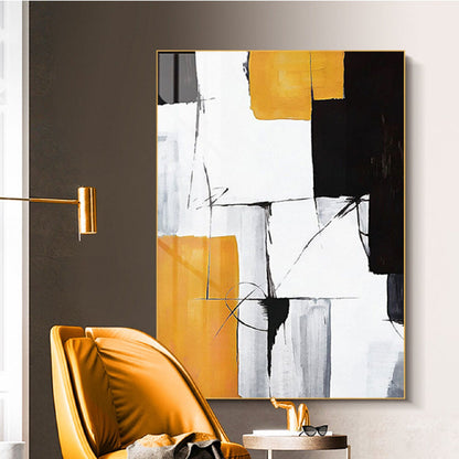 Acrylic Yellow White Minimal Abstract Oil Painting