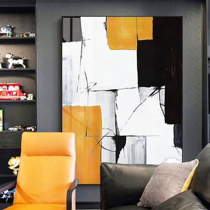 Acrylic Yellow White Minimal Abstract Oil Painting