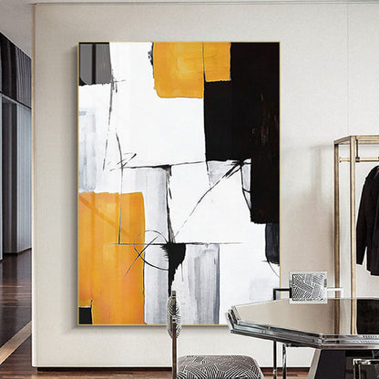 Acrylic Yellow White Minimal Abstract Oil Painting