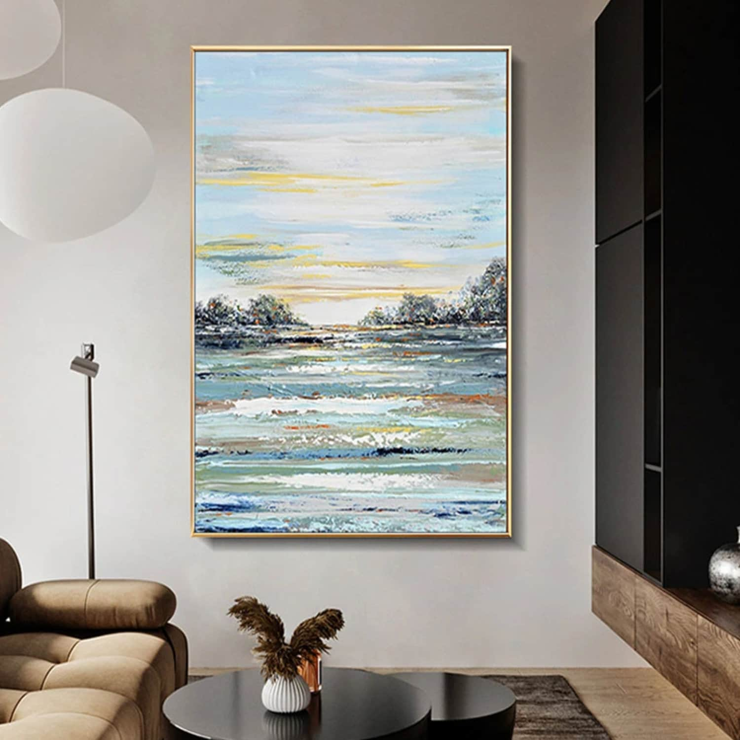 Peaceful Evening Landscape Abstract Oil Painting