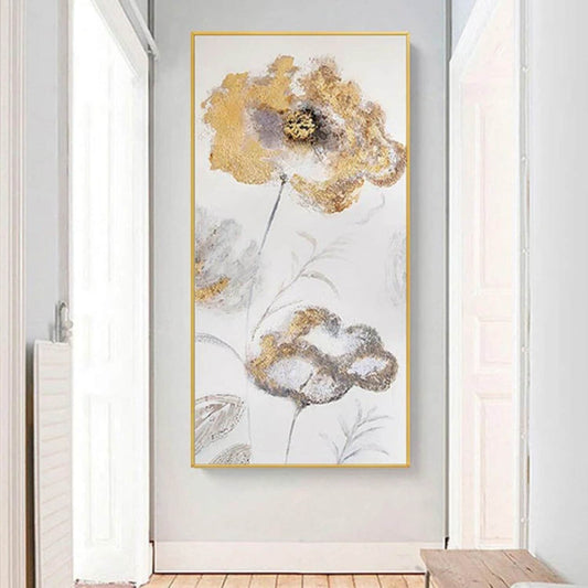 Modern Golden Flowers 100% Hand Painted Artwork