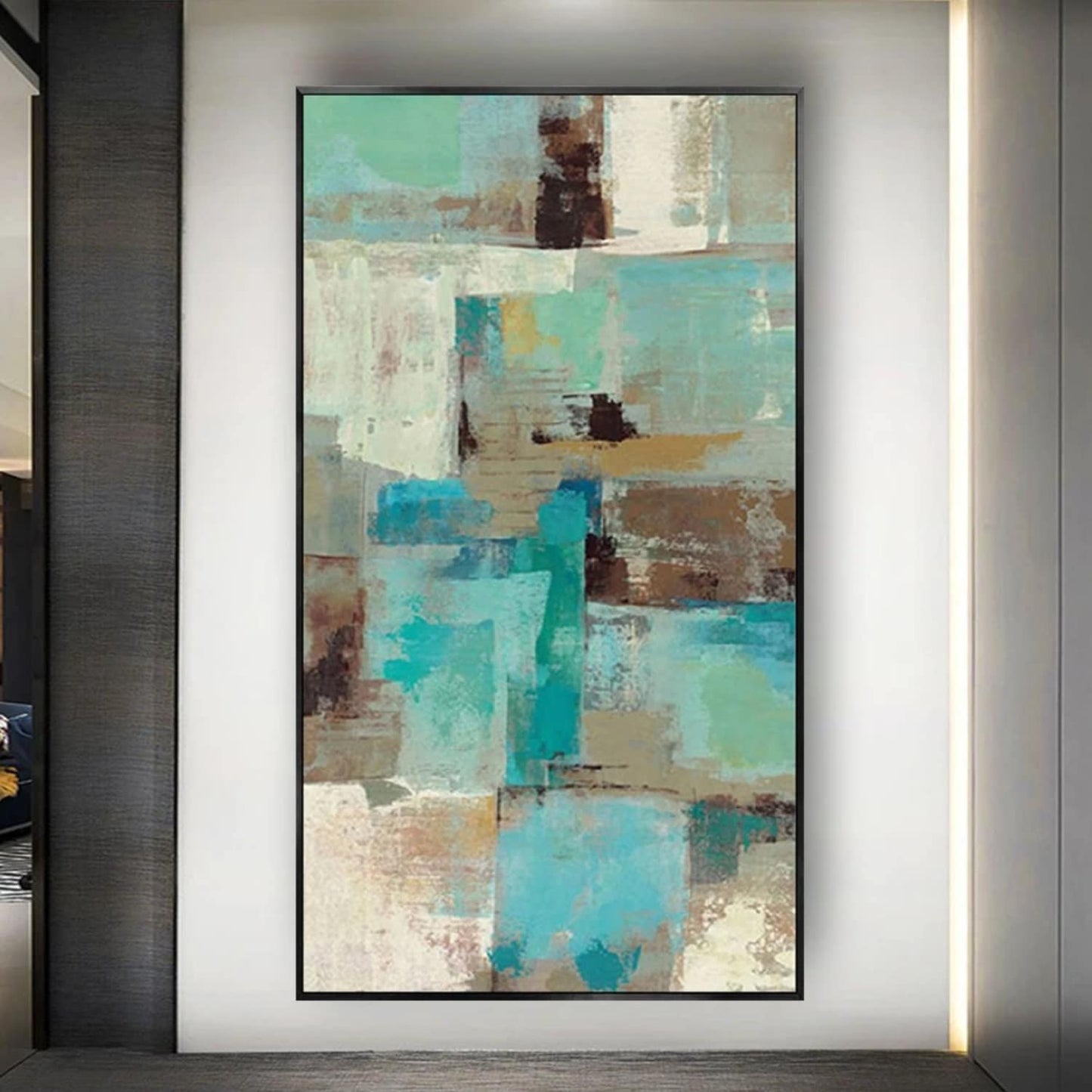 Rich Turquoise Colour Abstract Minimalist Painting