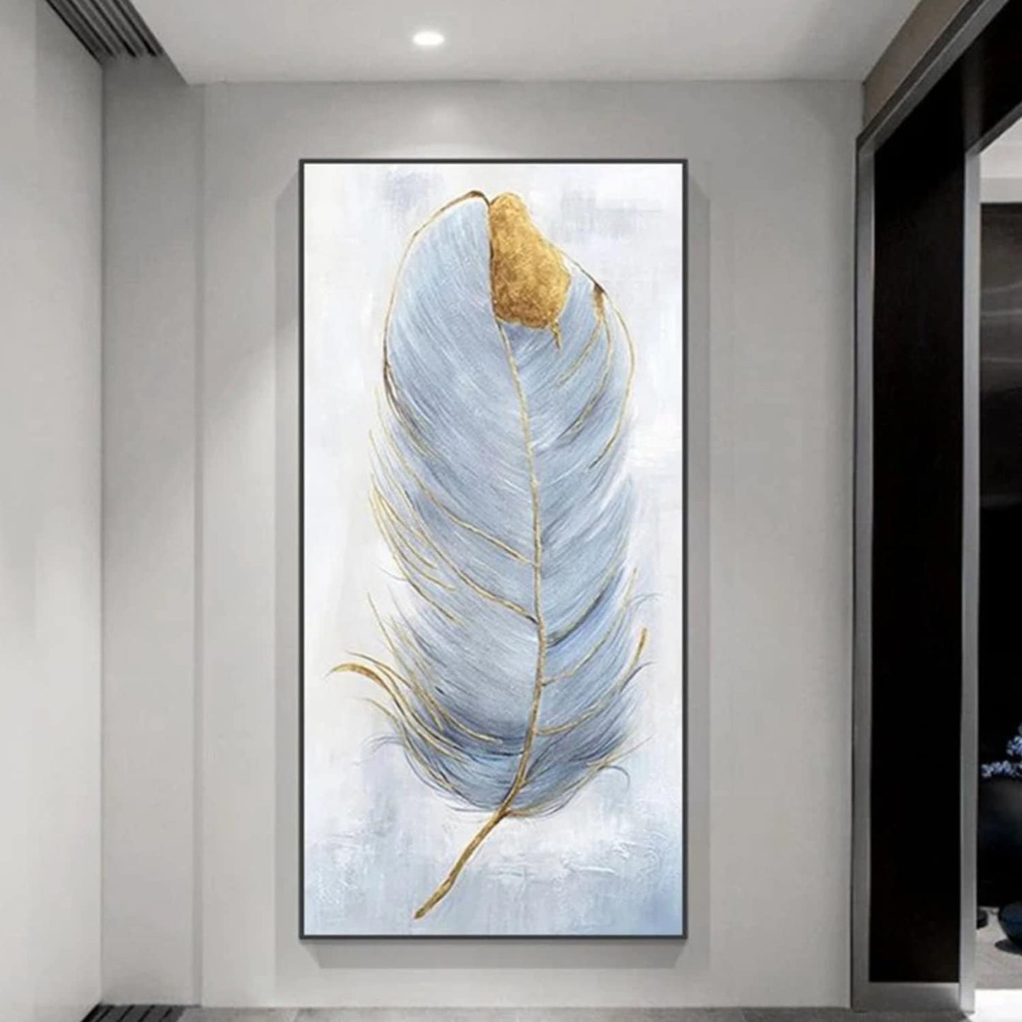 Modern Grey Feather 100% Hand Painted Fine Artwork