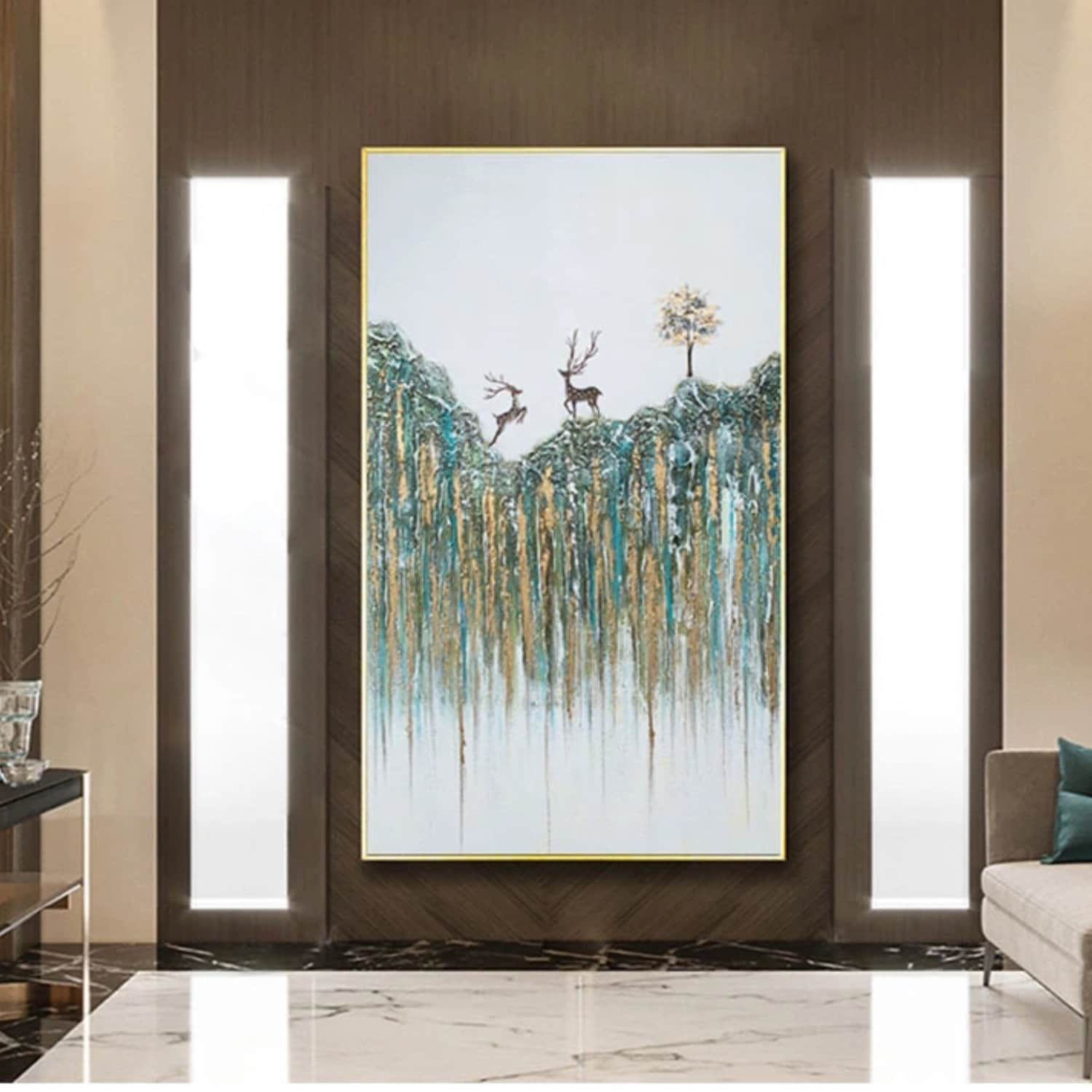 Chinese Deer 100% Hand Painted Modern Wall Art