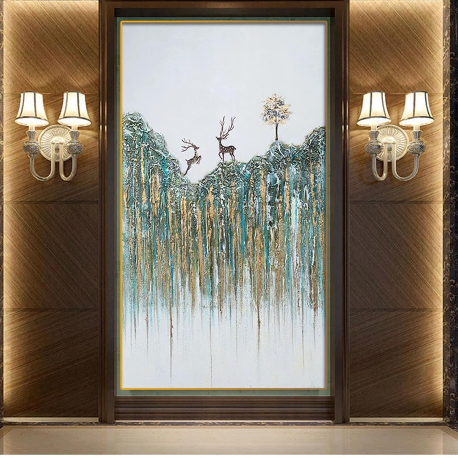 Chinese Deer 100% Hand Painted Modern Wall Art