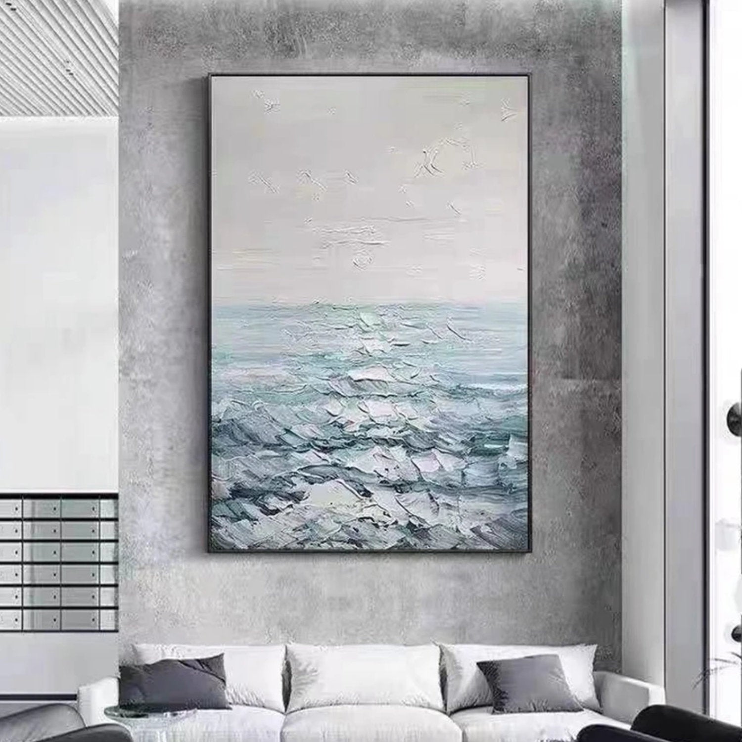 Acrylic Texture Ocean Waves Palette Knife Painting