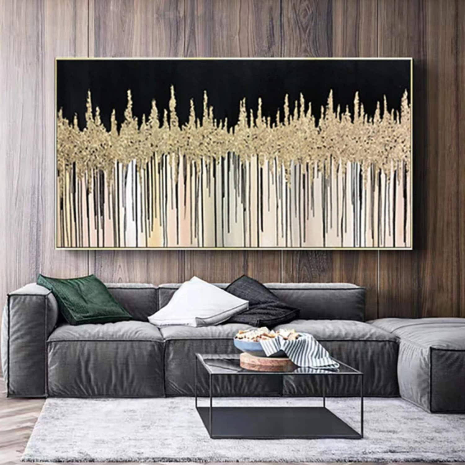 Textured Gold Foil Forest 100% Hand Painted Art