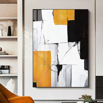 Acrylic Yellow White Minimal Abstract Oil Painting