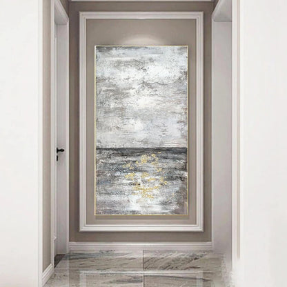 Abstract Silver Skyline Sea Modern Oil Painting