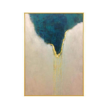 Drip Blue Gold 100% Hand Painted Textured Artwork