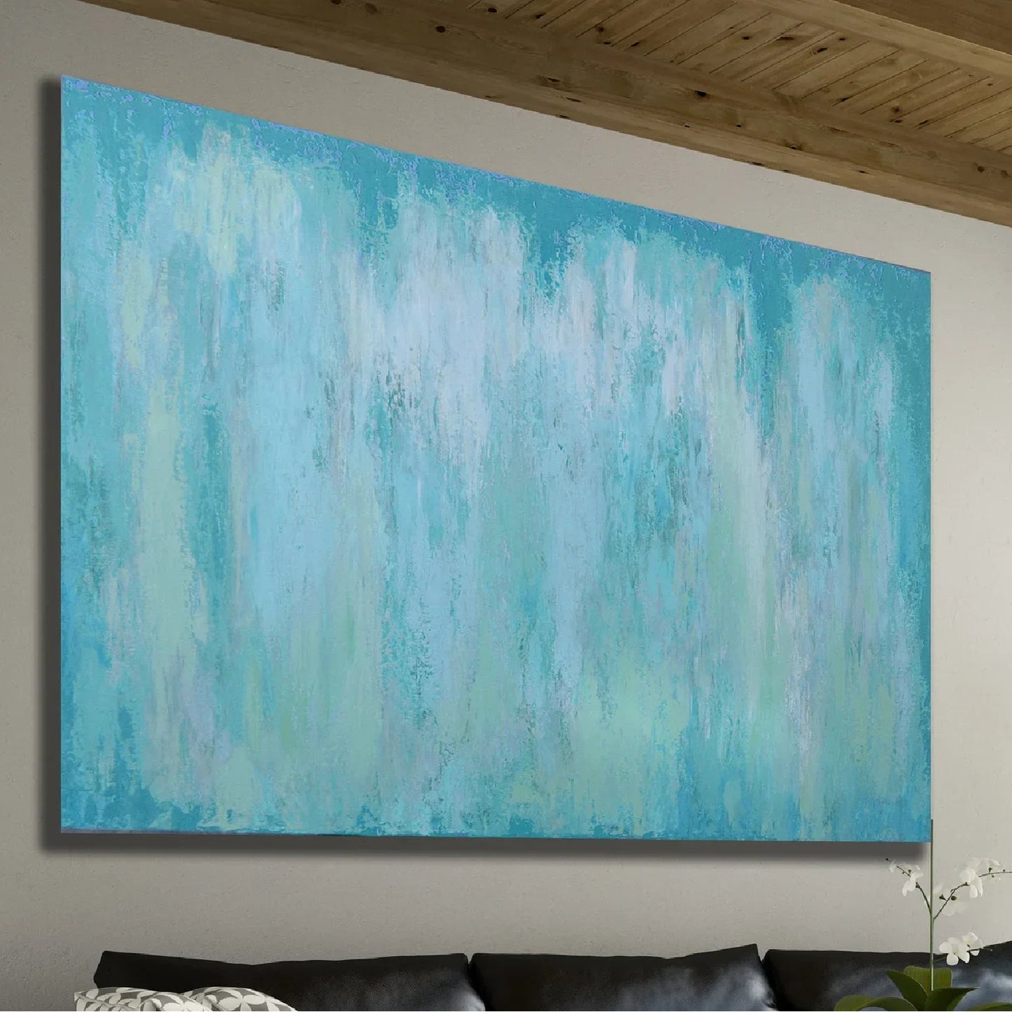 Large Aqua Blue Abstract Minimalist Painting