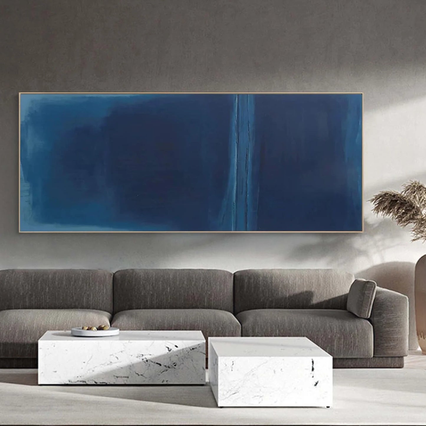 Large Contemporary Dark Blue Abstract Painting