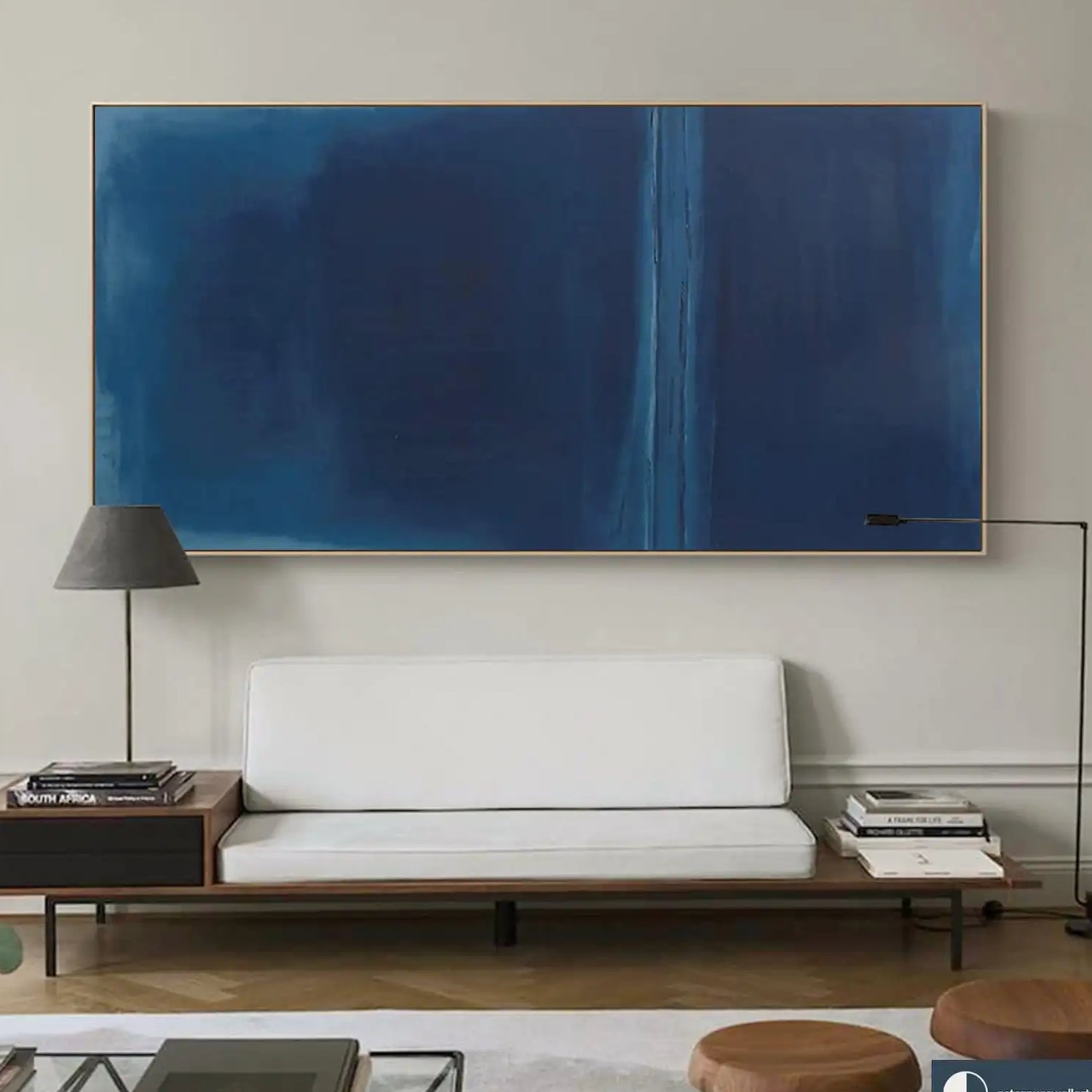 Large Contemporary Dark Blue Abstract Painting