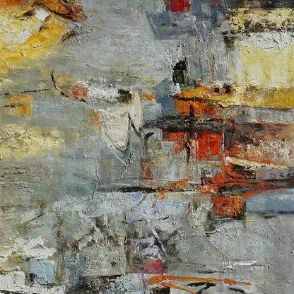 Minimal Yellow Grey Abstract Expressionism Artwork