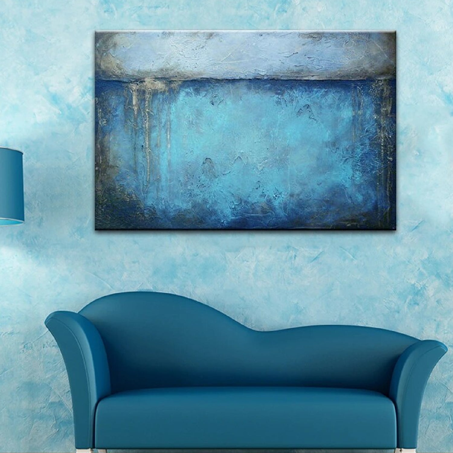 Modern Abstract Blue Textured Mural Painting