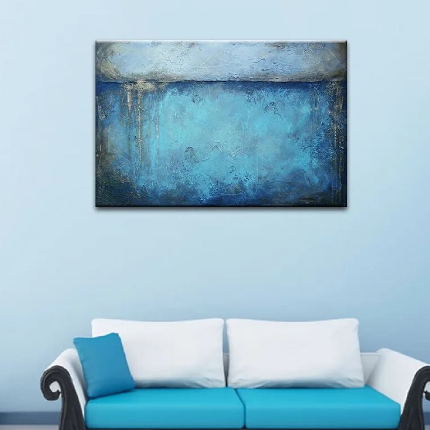 Modern Abstract Blue Textured Mural Painting