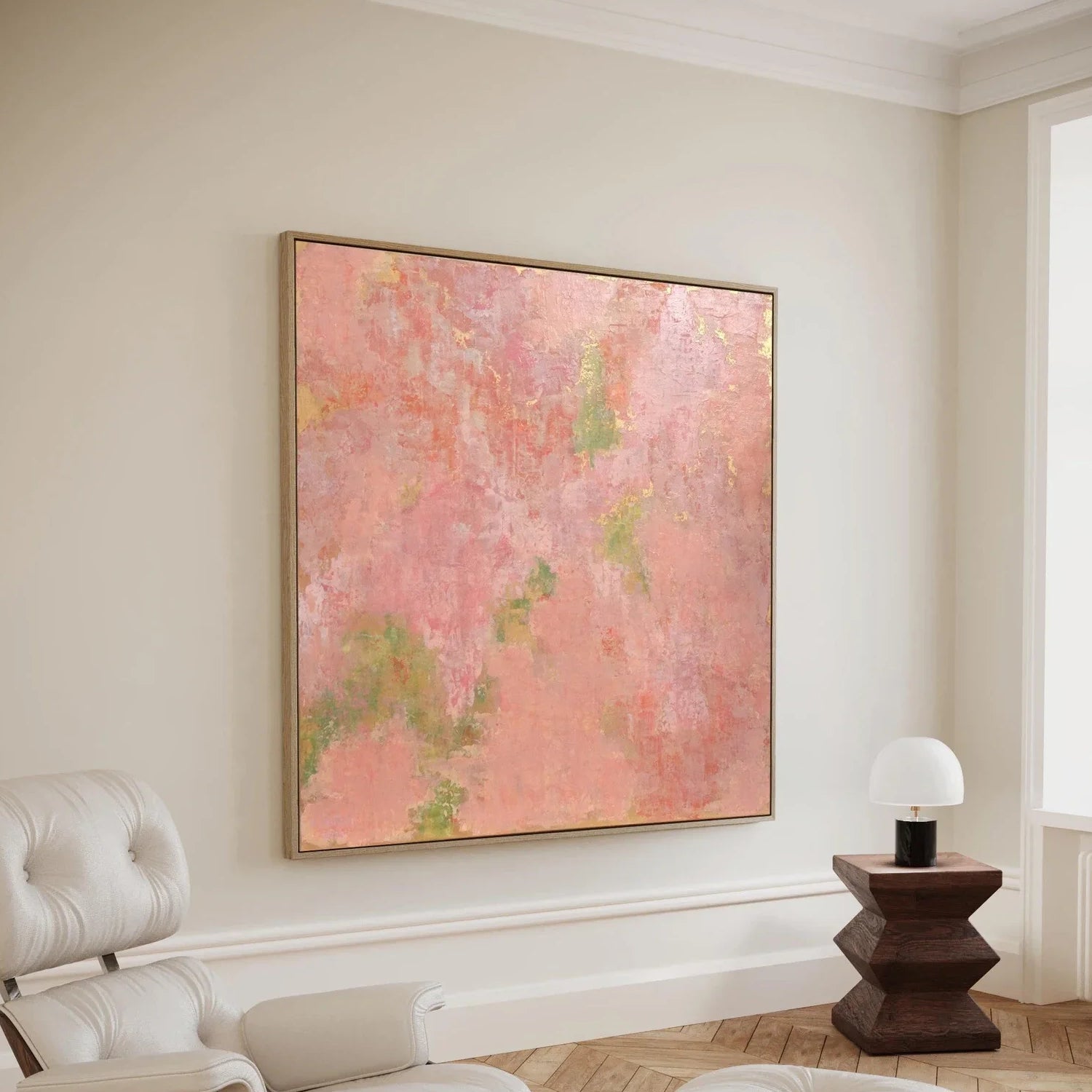 Modern Wispy Pink Acrylic Canvas Oil Painting